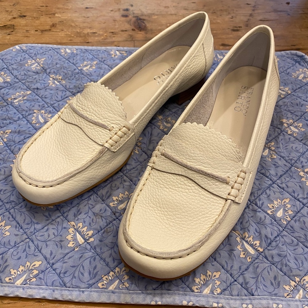 Franco Sarto off white leather loafers